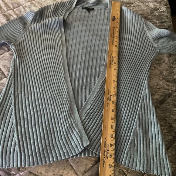 Eileen Fisher Womens XS Blue Ribbed Open Cardigan - Tencel & Organic Cotton silk - Picture 6 of 7